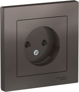 Фото Schneider Electric AtlasDesign ATN000640 Розетка без заземляющего контакта (16 А, в сборе, скрытая установка, мокко)