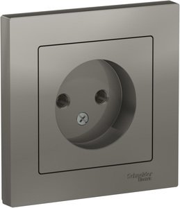 Фото Schneider Electric AtlasDesign ATN000940 Розетка без заземляющего контакта (16 А, в сборе, скрытая установка, сталь)