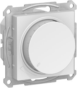Фото Schneider Electric AtlasDesign ATN000134 Светорегулятор поворотно-нажимной (315 Вт, R+C, под рамку, скрытая установка, белый)