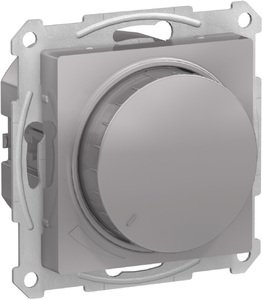 Фото Schneider Electric AtlasDesign ATN000336 Светорегулятор поворотно-нажимной (630 Вт, R+C, под рамку, скрытая установка, алюминий)