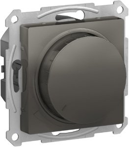 Фото Schneider Electric AtlasDesign ATN000936 Светорегулятор поворотно-нажимной (630 Вт, R+C, под рамку, скрытая установка, сталь)