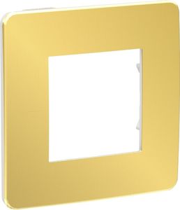 Фото Schneider Electric Unica Studio Metal NU280259 Рамка 1-постовая/2-модульная (универсальная, золото/белая)