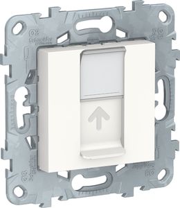 Фото Schneider Electric Unica New NU541118 Розетка компьютерная (RJ45, cat.5e, UTP, под рамку, скрытая установка, белая)