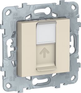 Фото Schneider Electric Unica New NU541144 Розетка компьютерная (RJ45, cat.5e, UTP, под рамку, скрытая установка, бежевая)