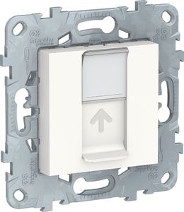 Фото Schneider Electric Unica New NU541518 Розетка компьютерная (RJ45, cat.6e, UTP, под рамку, скрытая установка, белая)