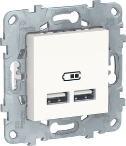 Фото Schneider Electric Unica New NU541818 Розетка USB (USB, под рамку, скрытая установка, белая)