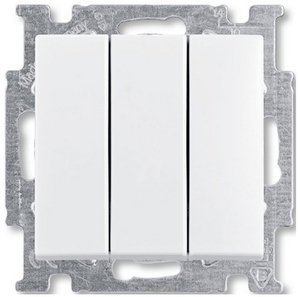 Фото ABB Basic55 2CKA001012A2155 Выключатель трехклавишный (16 А, под рамку, скрытая установка, альпийский белый)