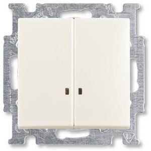 Фото ABB Basic55 2CKA001012A2188 Выключатель двухклавишный (10 А, подсветка, под рамку, скрытая установка, chalet-белый)