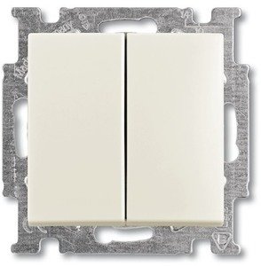 Фото ABB Basic55 2CKA001012A2187 Выключатель двухклавишный (10 А, под рамку, скрытая установка, chalet-белый)