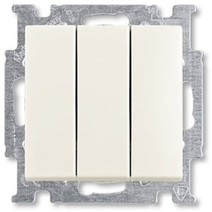 Фото ABB Basic55 2CKA001012A2183 Выключатель трехклавишный (16 А, под рамку, скрытая установка, chalet-белый)