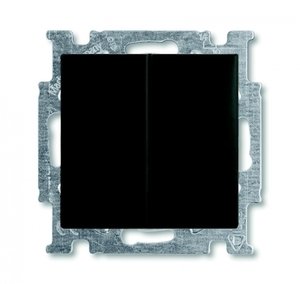Фото ABB Basic55 2CKA001012A2178 Выключатель двухклавишный (10 А, подсветка, под рамку, скрытая установка, chateau-черный)