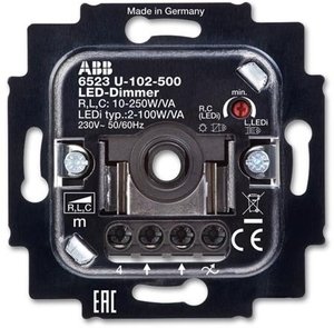 Фото ABB Alpha Exclusive/Alpha Nea 2CKA006512A0335 Светорегулятор поворотно-нажимной, возможность управления с двух мест (250 Вт, механизм, подсветка, с/у, возм. о/у)