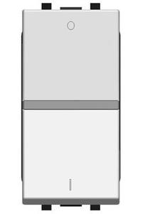 Фото ABB Zenit 2CLA210120N1301 Выключатель одноклавишный двухполюсный 1 модуль (16 А, с возм. подсветки, под рамку, скрытая установка, серебристый)