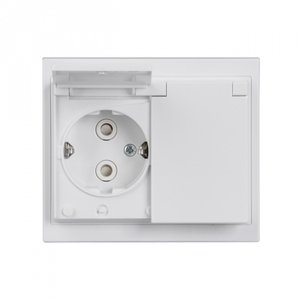 Фото ABB 2TKA000954G1 Розетка двойная (16 А, IP44, в сборе, шторки, крышка, с/у, з/к, белый)