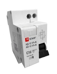 Фото EKF DA12-25-30-bas Выключатель автоматический диф. тока 1п+N C 25А 30мА тип АС эл. 4.5кА АД-12 Basic