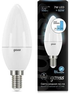 Фото Gauss 103101207-S Лампа LED Candle E14 7W 4100К step dimmable 1/10/100