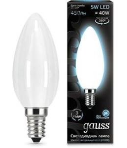 Фото Gauss 103201205 Лампа LED Filament Candle Opal E14 5W 4100К 1/10/50