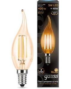 Фото Gauss 104801005 Лампа LED Filament Candle tailed E14 5W 2700K Golden 1/10/50