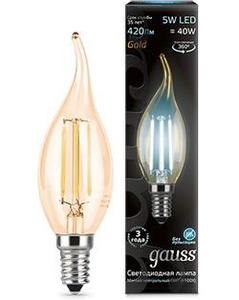 Фото Gauss 104801805 Лампа LED Filament Candle tailed E14 5W 4100K Golden 1/10/50