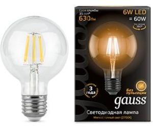 Фото Gauss 105802106 Лампа LED Filament G95 E27 6W 2700K 1/20