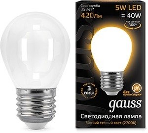 Фото Gauss 105202105 Лампа LED Filament Globe Opal E27 5W 2700K 1/10/50