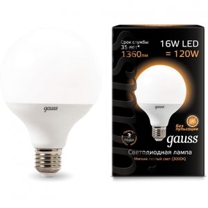 Фото Gauss 105102116 Лампа LED G95 E27 16W 3000K 1/32