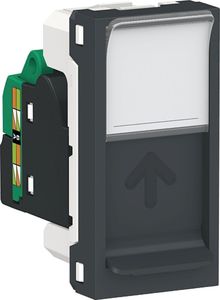 Фото Schneider Electric Unica New NU341054 Розетка компьютерная (RJ45, 1 модуль, cat.5e, UTP, под рамку, скрытая установка, антрацит)