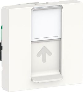 Фото Schneider Electric Unica New NU341118 Розетка компьютерная (RJ45, 2 модуль, cat.5e, UTP, под рамку, скрытая установка, белая)