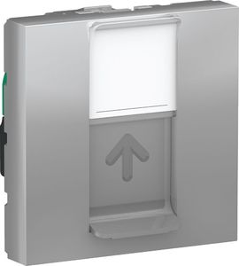 Фото Schneider Electric Unica New NU341130 Розетка компьютерная (RJ45, 2 модуль, cat.5e, UTP, под рамку, скрытая установка, алюминий)