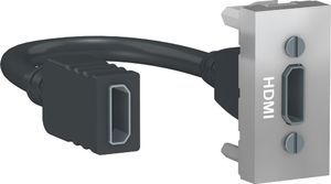 Фото Schneider Electric Unica New NU343030 Розетка видео (HDMI, 1 модуль, под рамку, скрытая установка, алюминий)