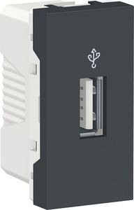 Фото Schneider Electric Unica New NU342954 Розетка USB (USB, передача данных, 1 модуль, под рамку, скрытая установка, антрацит)