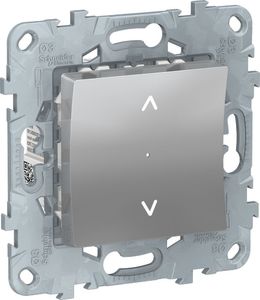 Фото Schneider Electric Unica New NU550830 Выключатель двухкнопочный для жалюзи (10 А, под рамку, скрытая установка, алюминий)