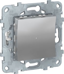 Фото Schneider Electric Unica New NU551530 Светорегулятор нажимной (200 Вт, R+C+L, под рамку, скрытая установка, алюминий)