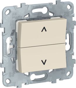 Фото Schneider Electric Unica New NU520744 Выключатель двухкнопочный для жалюзи (10 А, под рамку, скрытая установка, бежевый)