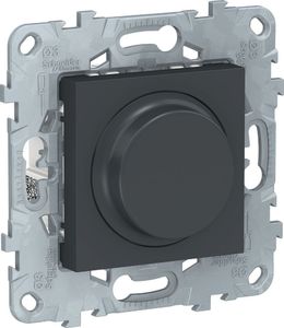 Фото Schneider Electric Unica New NU551454 Светорегулятор поворотный (200 Вт, R+C+L, под рамку, скрытая установка, антрацит)