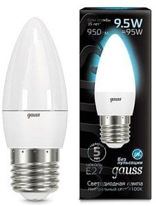 Фото Gauss 103102210 Лампа LED Candle E27 9.5W 4100К 1/10/50