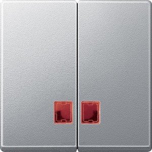 Фото Schneider Electric System M MTN3456-0604 Клавиша двойная с красным прямоугольным окошком (индикация, алюминий)