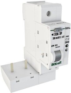 Фото DEKraft ВА-103 16135DEK Выключатель дифференциального тока двухполюсный 32А 100мА (тип AC)