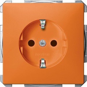 Фото Schneider Electric Merten Artec/Antique MTN2300-4002 Розетка с заземляющим контактом (16 А, под рамку, шторки, скрытая установка, оранжевая)