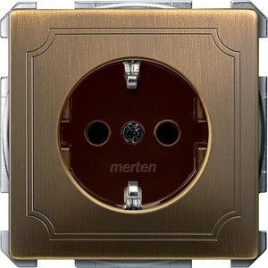 Фото Schneider Electric Merten Artec/Antique MTN2400-4143 Розетка с заземляющим контактом (16 А, под рамку, шторки, скрытая установка, античная латунь)