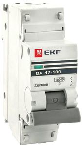 Фото EKF mcb47100-1-100D-pro Автоматический выключатель 1P 100А (D) 10kA ВА 47-100 PROxima