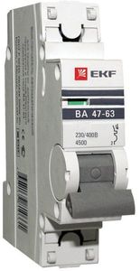 Фото EKF mcb4763-1-10D-pro Автоматический выключатель 1P 10А (D) 4,5kA ВА 47-63 PROxima
