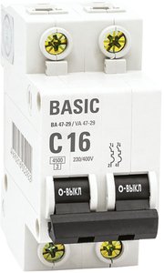 Фото EKF mcb4729-2-06C Автоматический выключатель 2P 6А (C) 4,5кА ВА 47-29 Basic