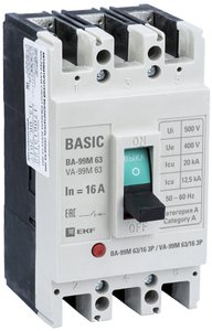 Фото EKF mccb99-63-16m Выключатель автоматический ВА-99М 63/16А 3P 20кА Basic