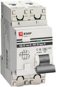 Фото EKF DA32-32-30-a-pro Дифференциальный автомат АД-32 1P+N 32А/30мА (тип А) PROxima