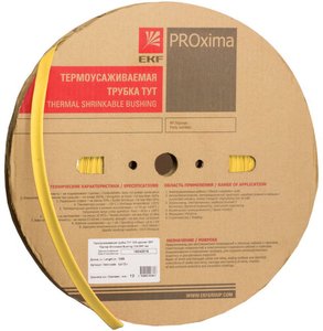 Фото EKF tut-12-y Термоусаживаемая трубка ТУТ 12/6 желтая рулон PROxima