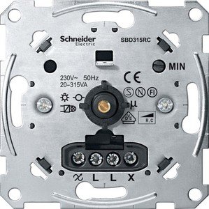 Фото Schneider Electric Merten M MTN5134-0000 Светорегулятор поворотный (400 Вт, R+C+L, механизм, скрытая установка)
