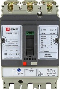 Фото EKF mccb99C-100-32 Выключатель автоматический ВА-99C (Compact NS) 100/32А 3P 36кА PROxima