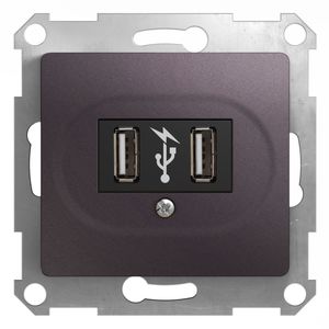 Фото Schneider Electric Glossa GSL001432 Розетка USB (2xUSB, под рамку, скрытая установка, сиреневая)