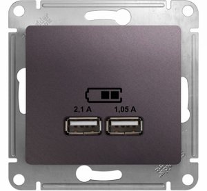 Фото Schneider Electric Glossa GSL001433 Розетка USB (2xUSB, под рамку, скрытая установка, сиреневая)